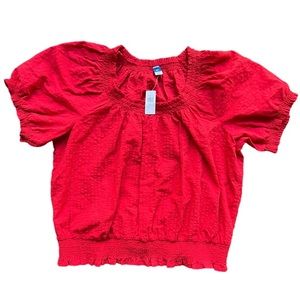NEW Old Navy Red Size XXL Tall Seersucker Balloon Sleeve Top